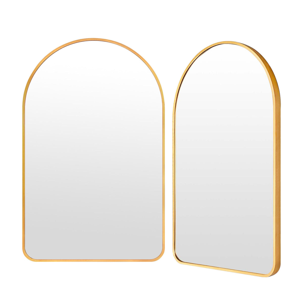 2 Set La Bella Wall Arch Mirror Arc Aluminum Frame Makeup Decor Bathroom Vanity 50x80cm - Gold