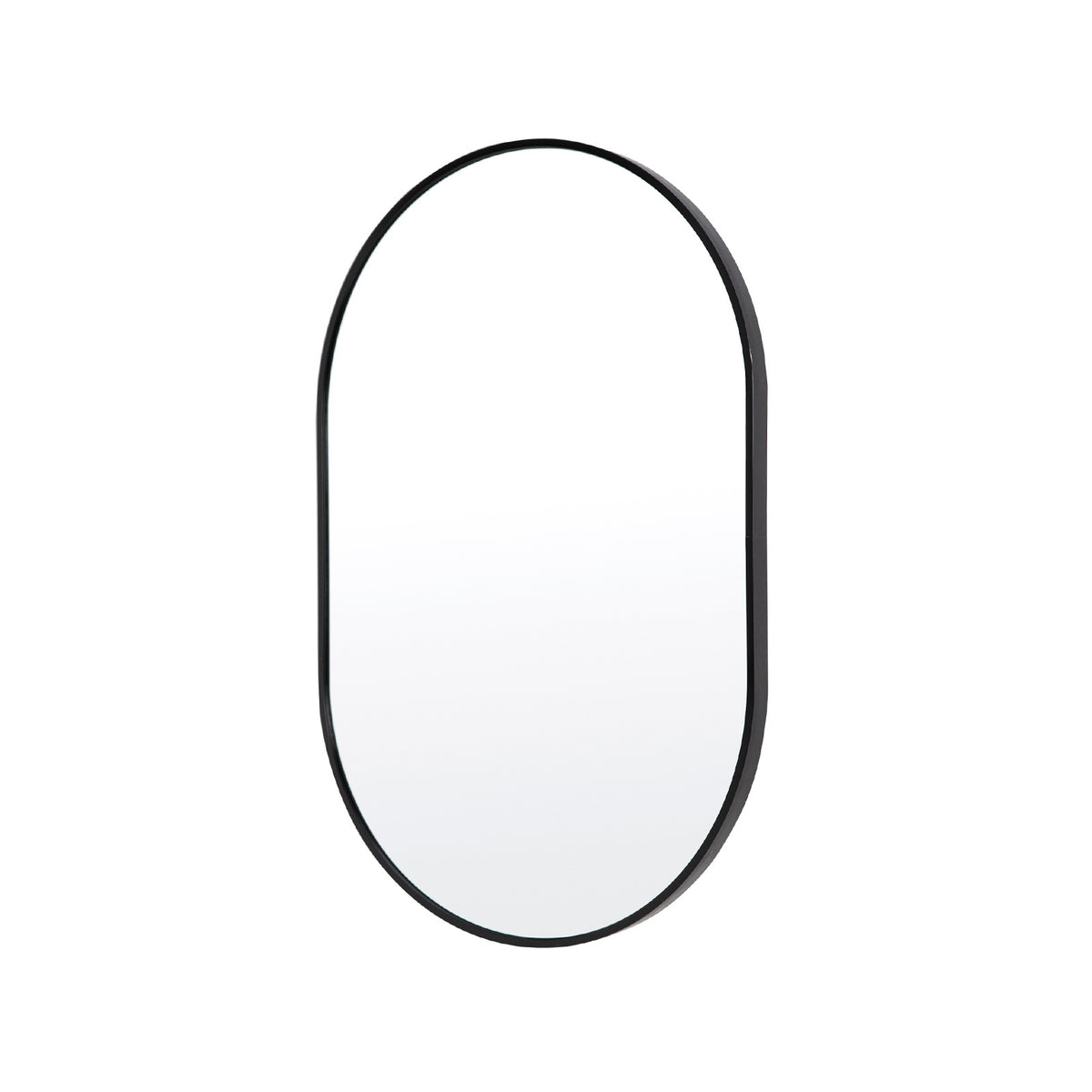 La Bella Wall Mirror Oval Aluminum Frame Makeup Decor Bathroom Vanity 50x75cm - Black