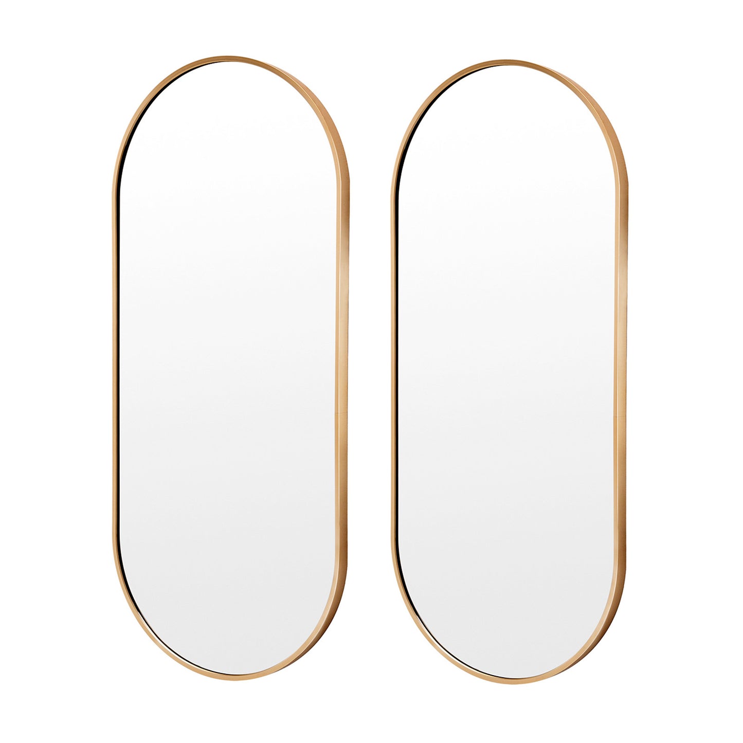 2 Set La Bella Wall Mirror Oval Aluminum Frame Makeup Decor Bathroom Vanity 45x100cm - Gold