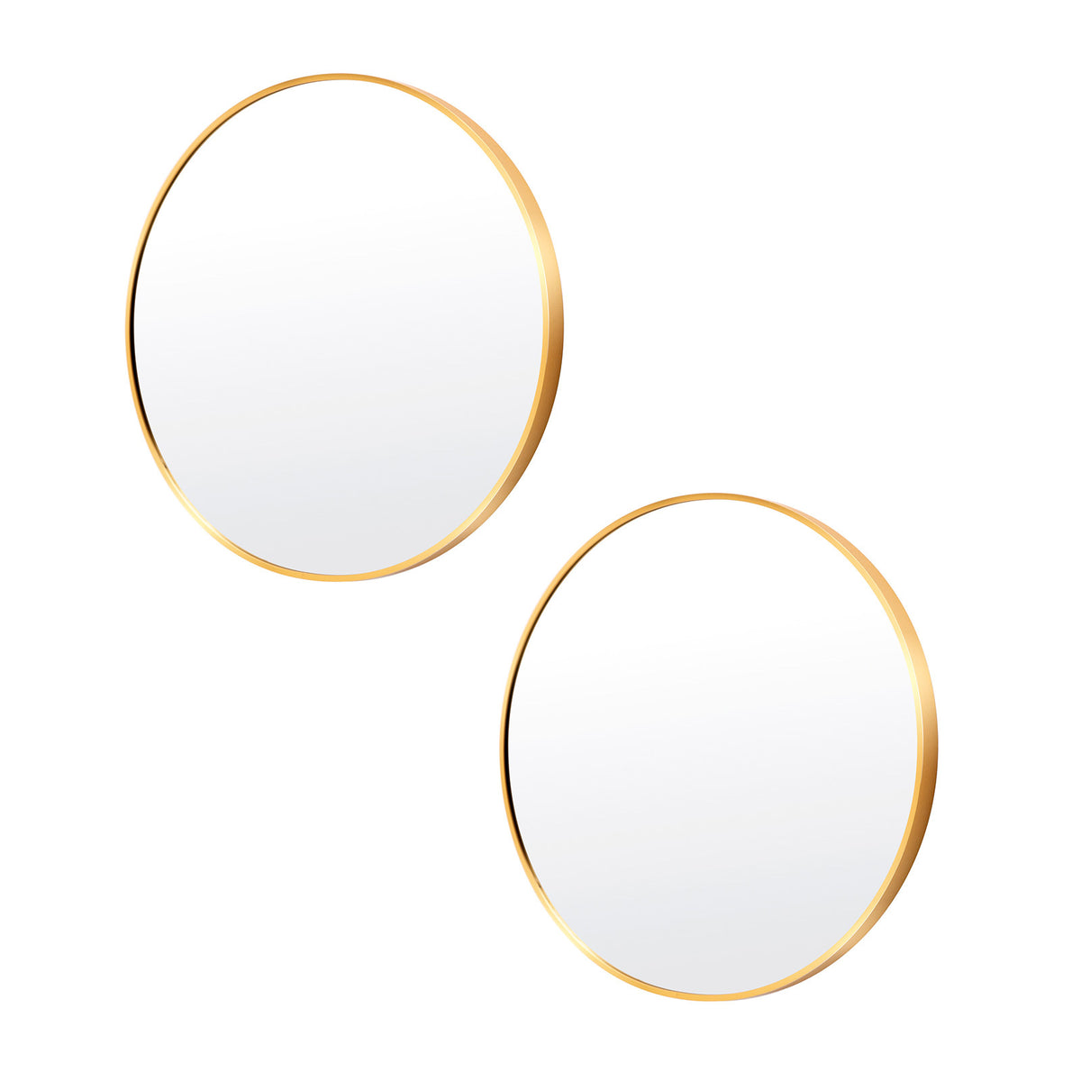 2 Set La Bella Wall Mirror Round Aluminum Frame Makeup Decor Bathroom Vanity 50cm - Gold