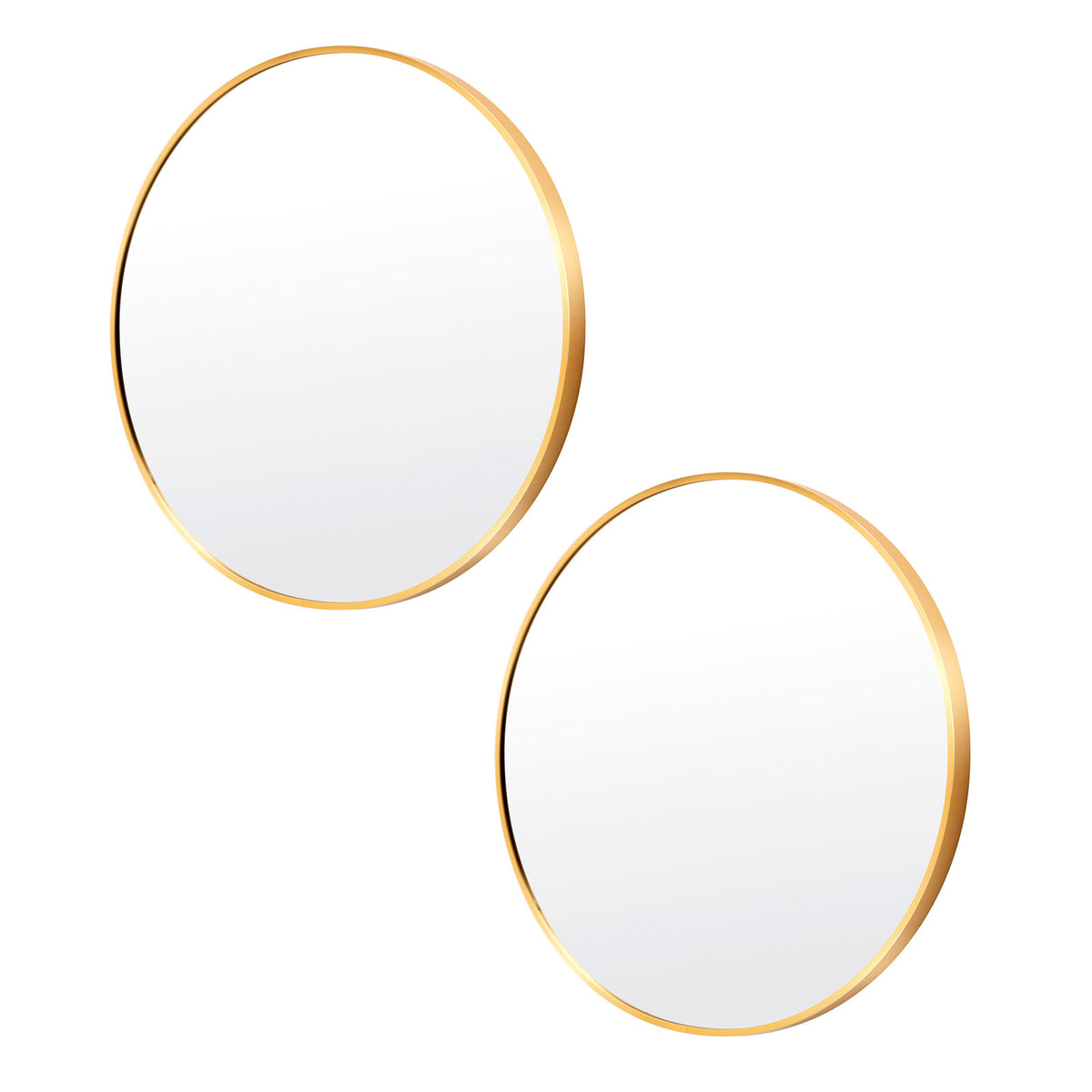 2 Set La Bella Wall Mirror Round Aluminum Frame Makeup Decor Bathroom Vanity 60cm - Gold