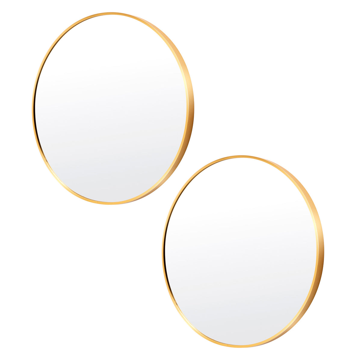 2 Set La Bella Wall Mirror Round Aluminum Frame Makeup Decor Bathroom Vanity 70cm - Gold