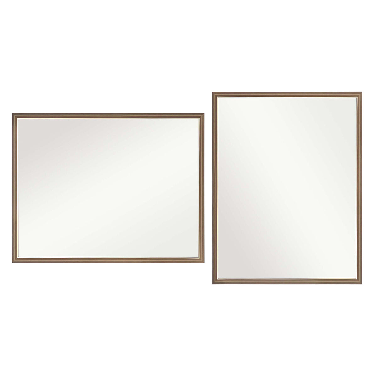 2 Set La Bella Wall Mirror Rectangular Frame Makeup Decor Bathroom Vanity 70x90cm - Antique Brown