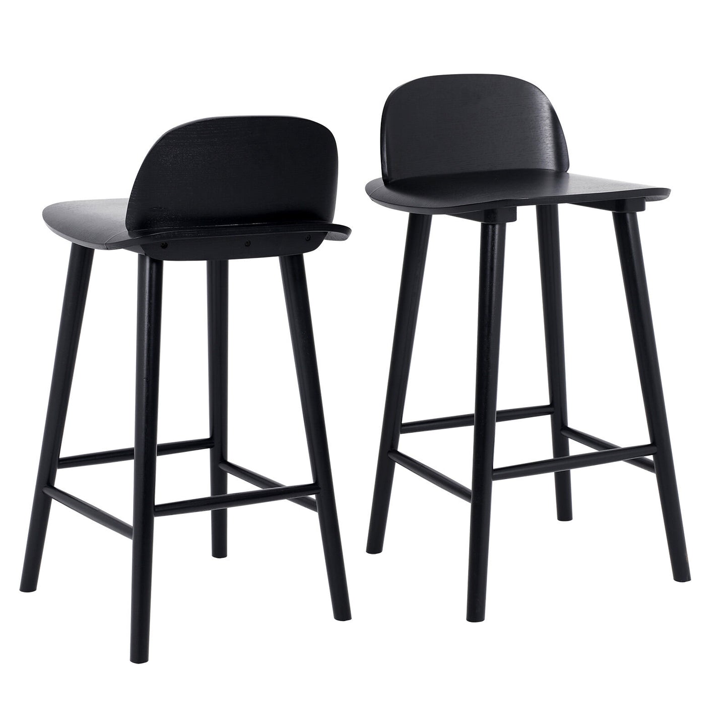 La Bella 2 Set Wooden Bar Stool 65cm ELISE Ash Wood Counter Kitchen Barstools Dining Chair - Black