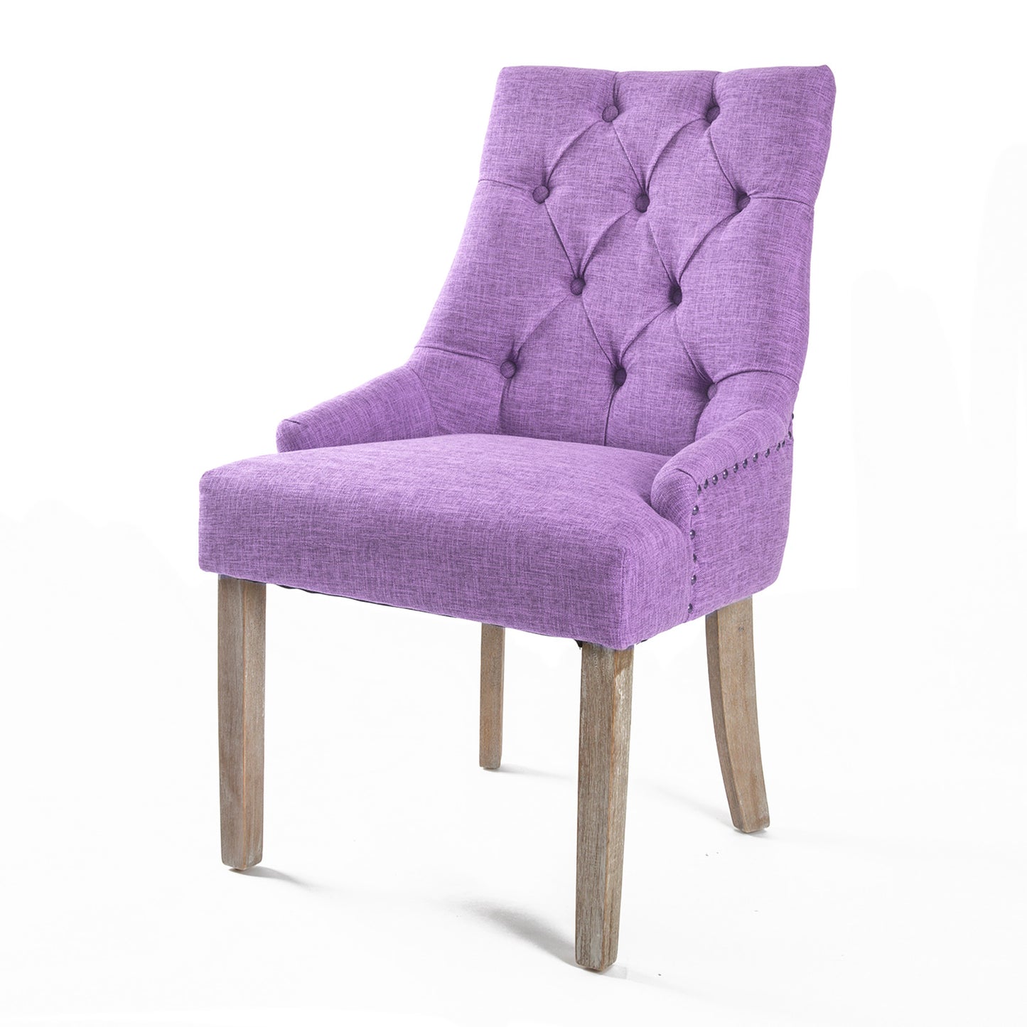 La Bella French Provincial Dining Chair Amour Oak Fabric Studs Retro - Violet