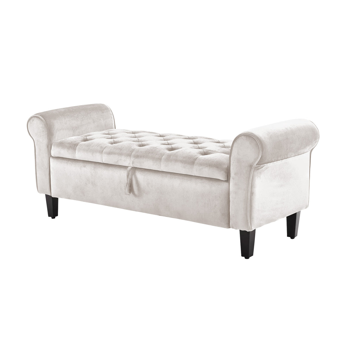 La Bella Storage Ottoman Bench Seat 132cm Chest Arm Couch Stool Velvet - Beige