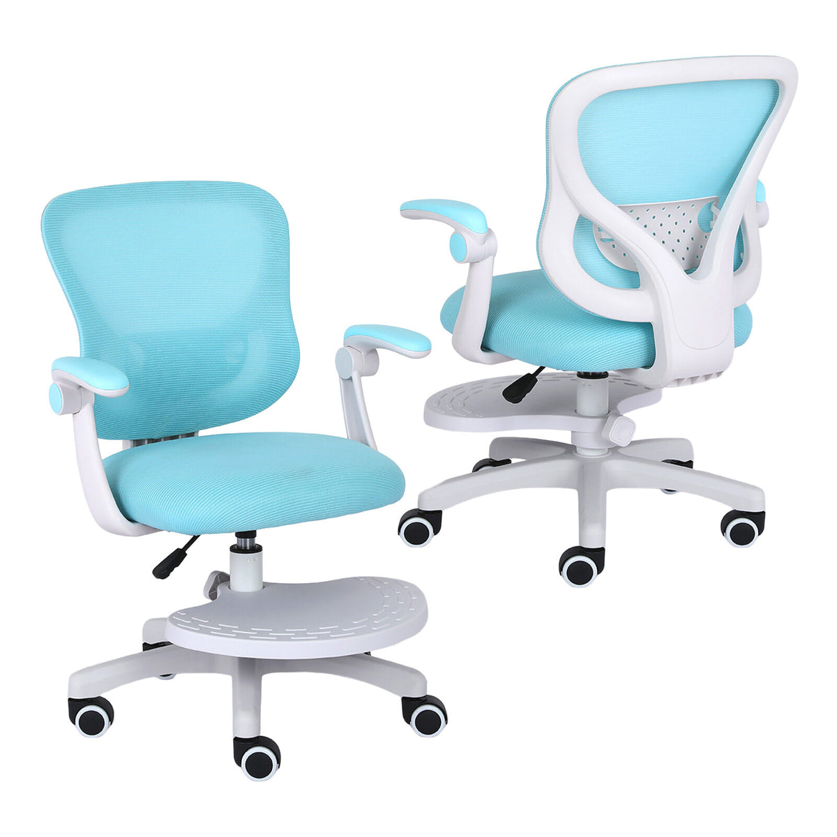 La Bella Blue Kids Desk Chair - Children Office Study Seat with Footrest CILO