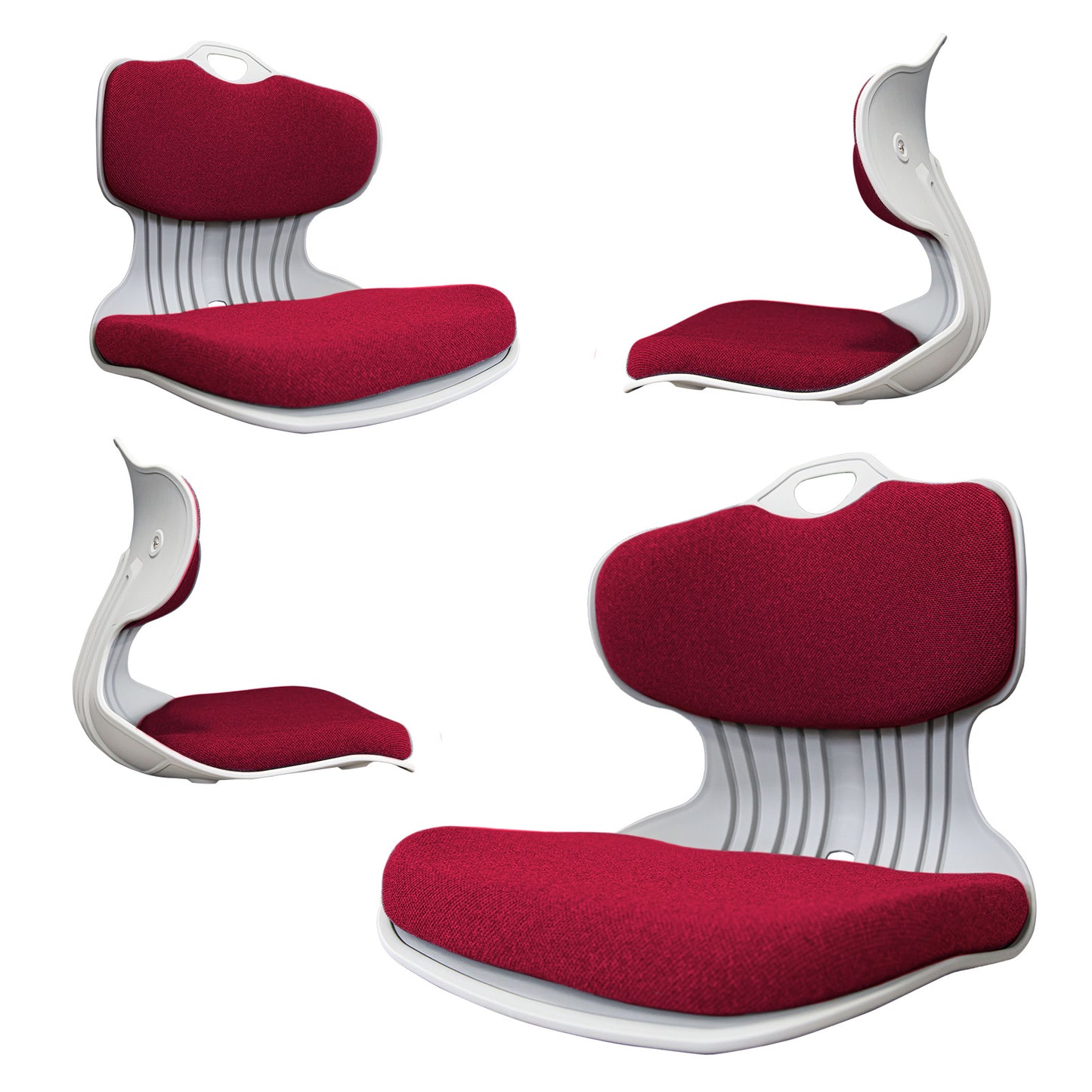 Samgong 4 Set Slender Chair Posture Correction Seat Floor Lounge Stackable - Red