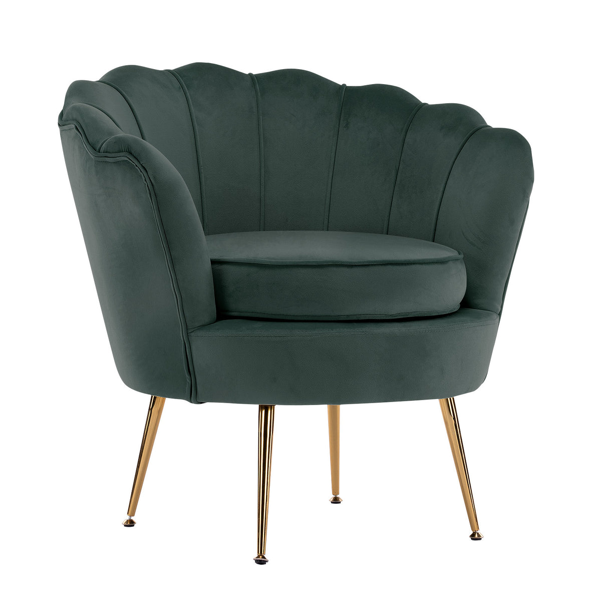 La Bella Armchair Lounge Chair Accent Velvet Shell Scallop - Green