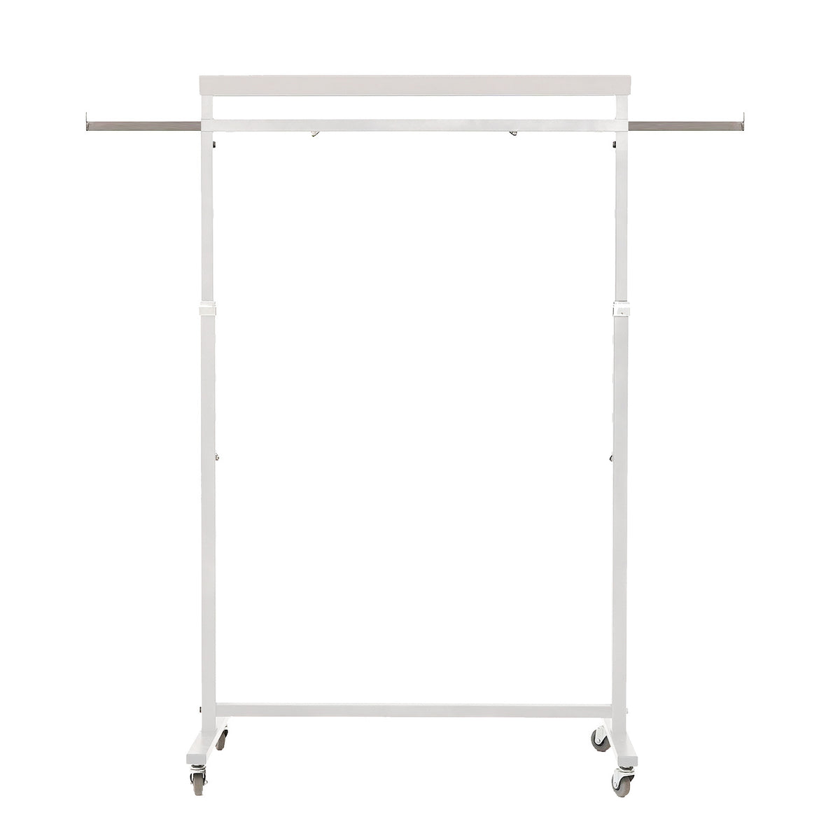 Meoktong Clothes Rack Coat Stand Hanging Adjustable Rollable Steel - White
