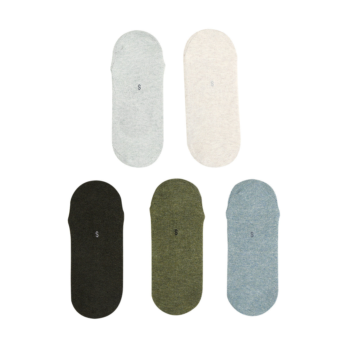 Rexy 5 Pack Daily No Show Ankle Socks Non-Slip Breathable Small - Multi Colour