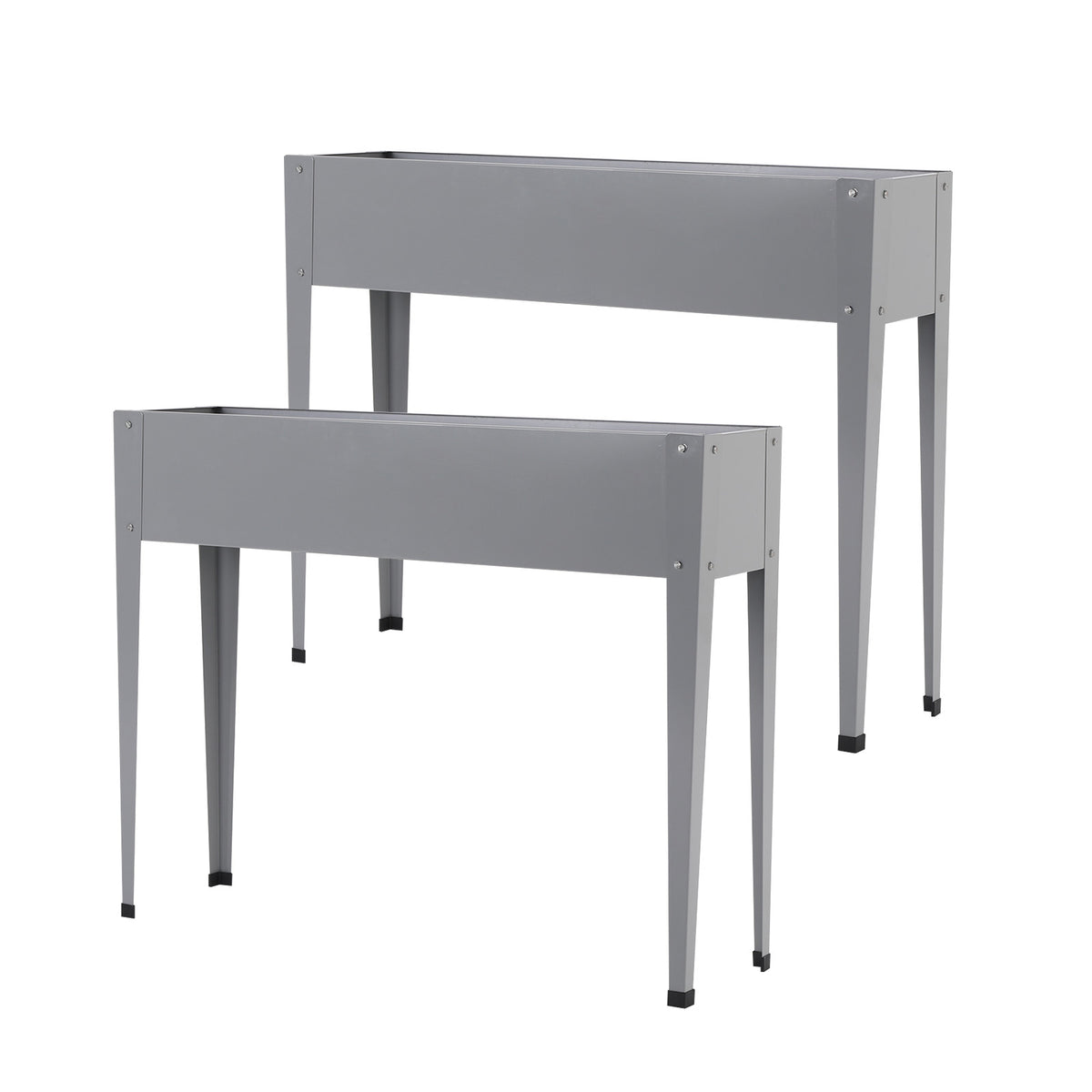 Home Ready 2 Set Raised Garden Bed Stand Galvanised Steel Planter Grow Plant Veggie Flowers 100x27x80cm - Grey