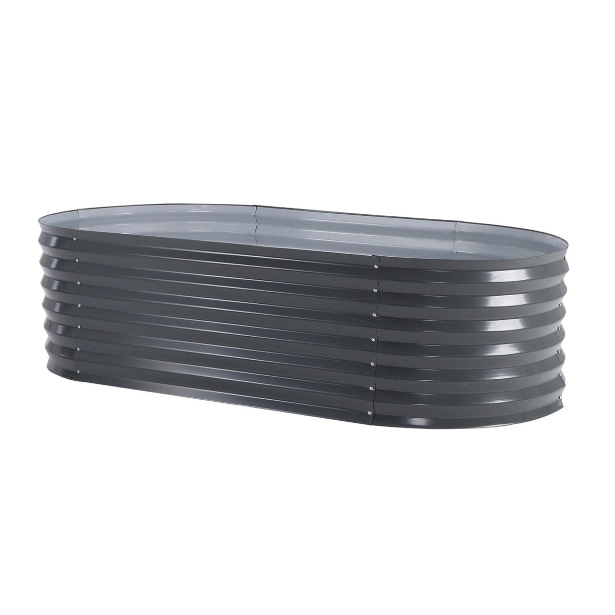 Home Ready Raised Garden Bed Galvanised Steel Planter Oval Grow Plant Veggie Flowers 160 x 80 x 45cm - Grey