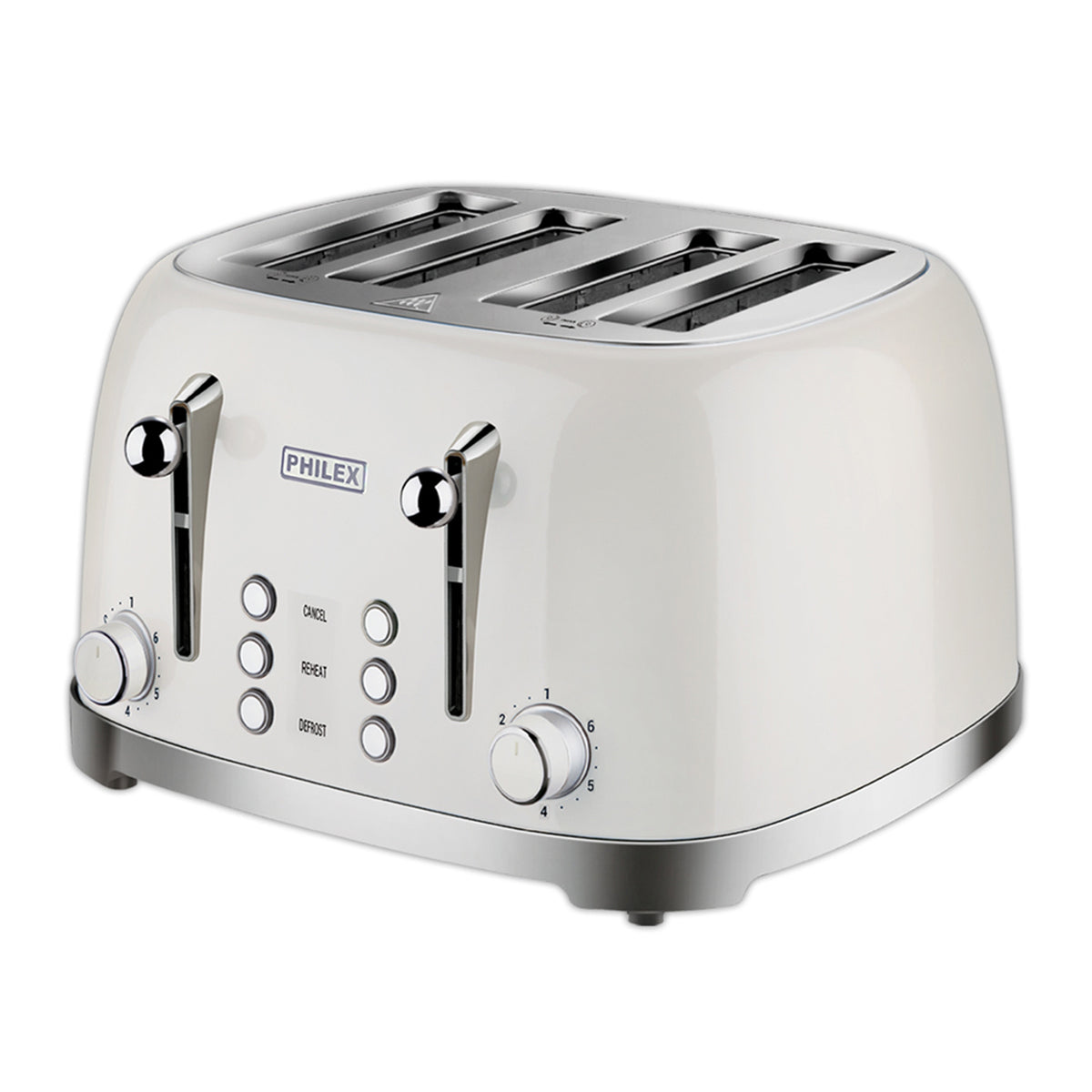 PHILEX 4-Slice Toaster Bread Reheat Retro - Off-White