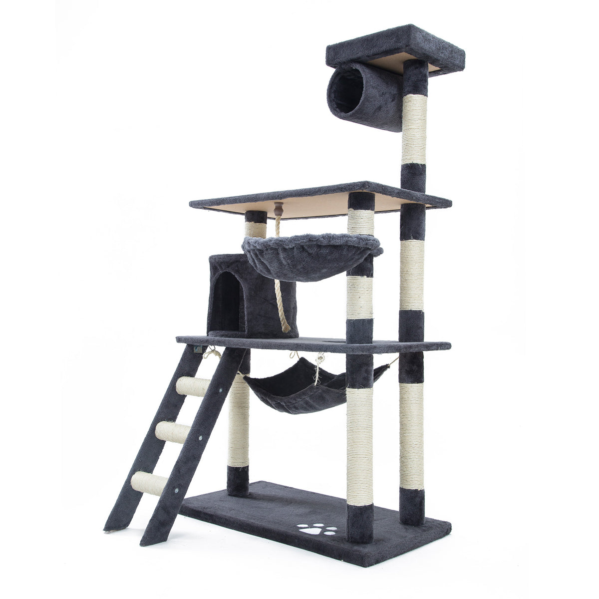 Paw Mate Cat Tree Multi Level Scratcher Maple 140cm - Grey