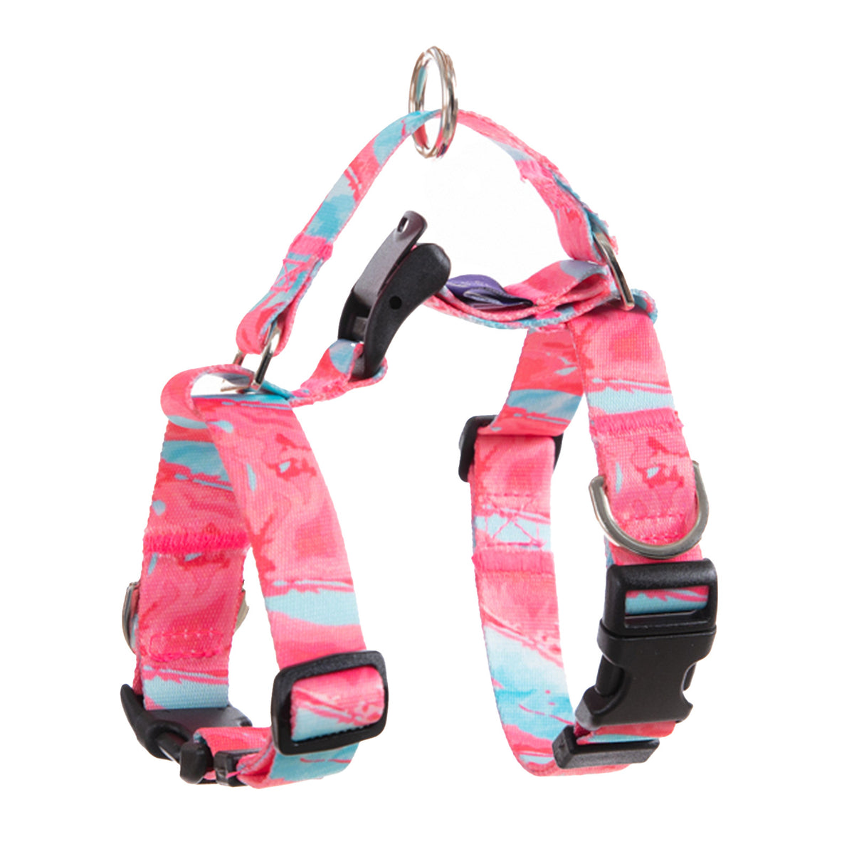 Banhamsisun L Dog Double-Lined Straps Harness Adjustable No Pull - Marble Pink