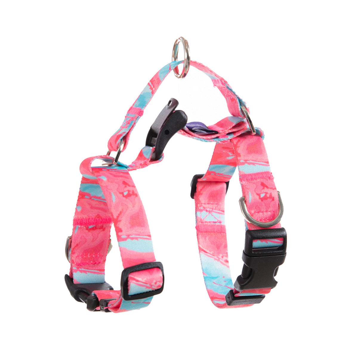 Banhamsisun M Dog Double-Lined Straps Harness Adjustable No Pull - Marble Pink