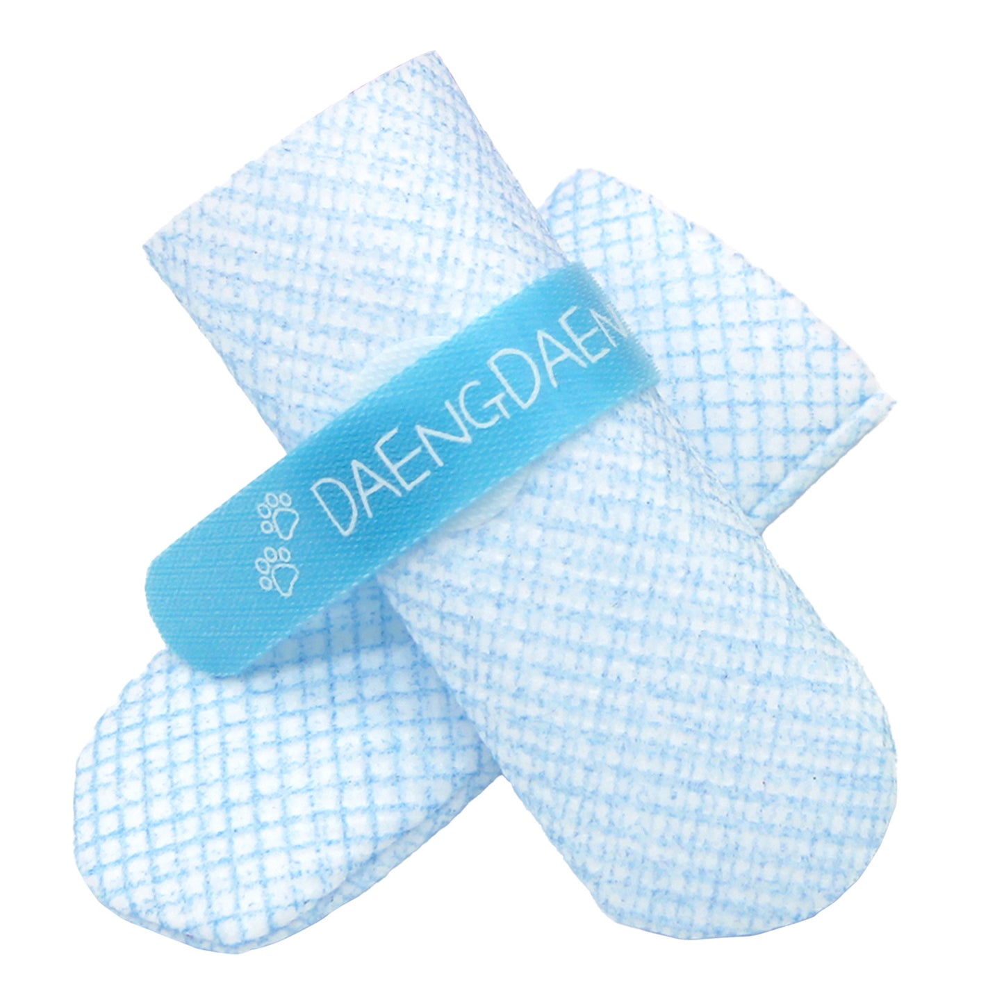 Daeng Daeng Shoes 28pc Blue Dog Shoes Waterproof Disposable Boots Anti-Slip Socks L - Blue