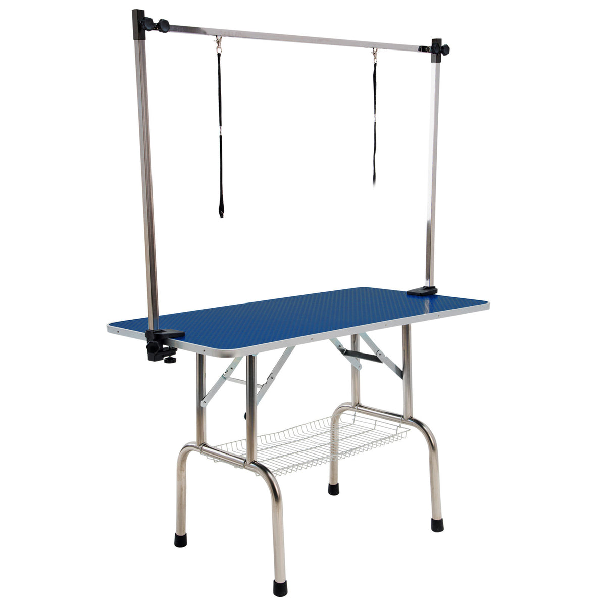 Paw Mate Dog Cat Pet Grooming Salon Table Dual 120cm Adjustable Foldable Mobile for Commercial - Blue