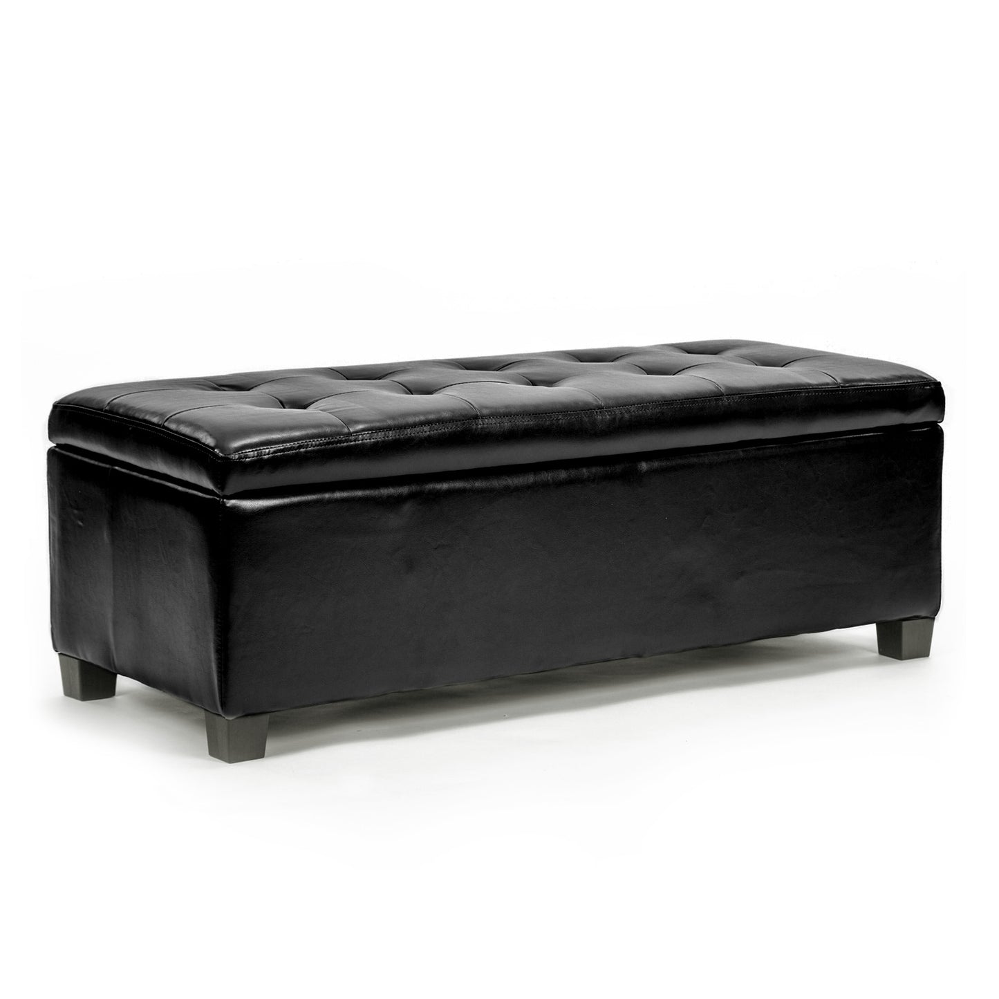 La Bella Storage Ottoman Foot Stool 102cm Leather Blanket Box Chest Toy - Black