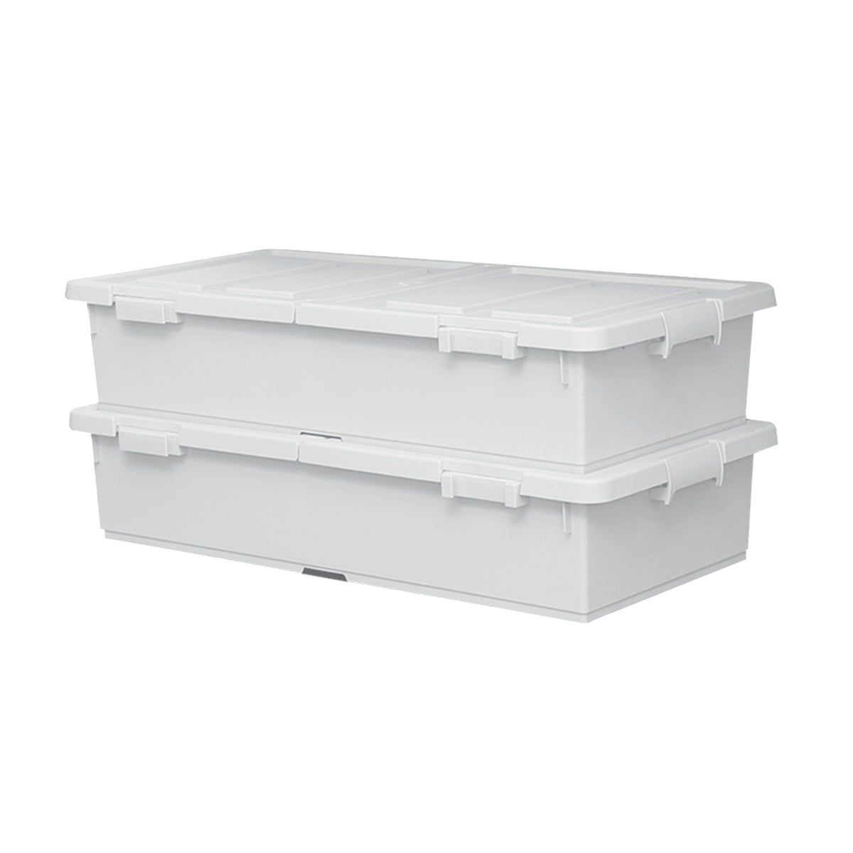 Nplastic 2 Set Under-bed Storage Train Wheel Container 38L with Lid - Light Grey