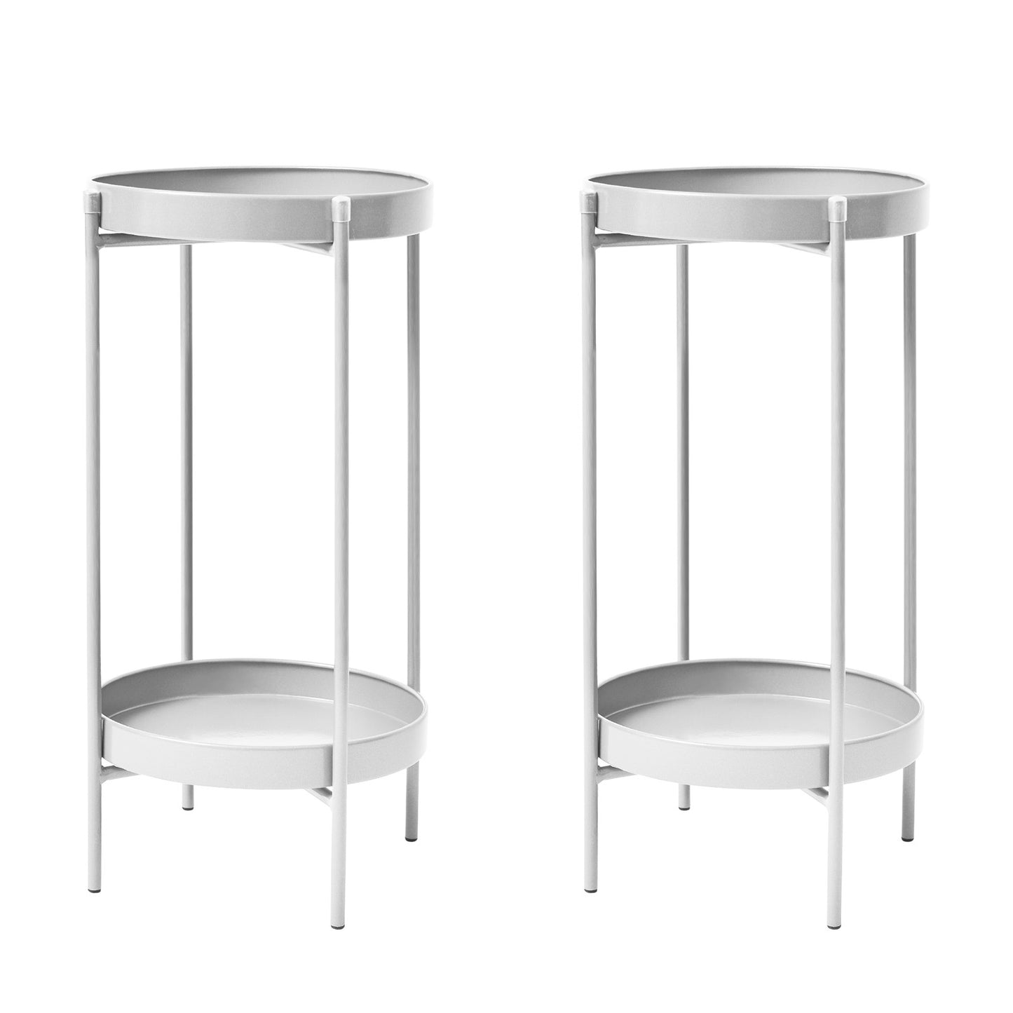 La Bella 2 Set Plant Stand Planter Shelf Rack Steel 2 Tier 50cm - White