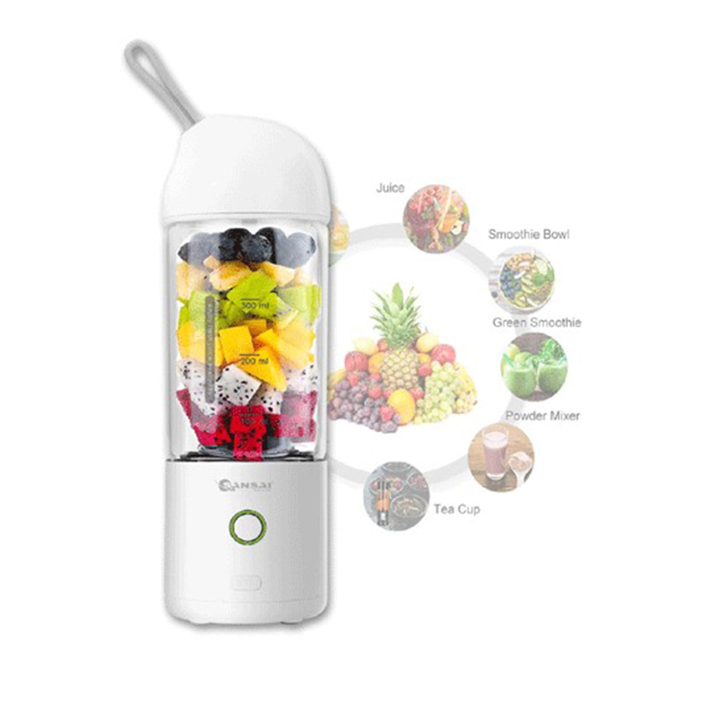 Sansai Portable Blender USB Rechargeable 400ML - White