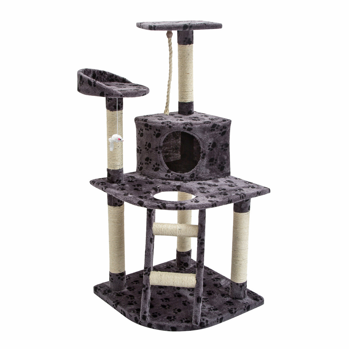 Paw Mate Cat Tree Multi Level Scratcher Bear 120cm - Grey