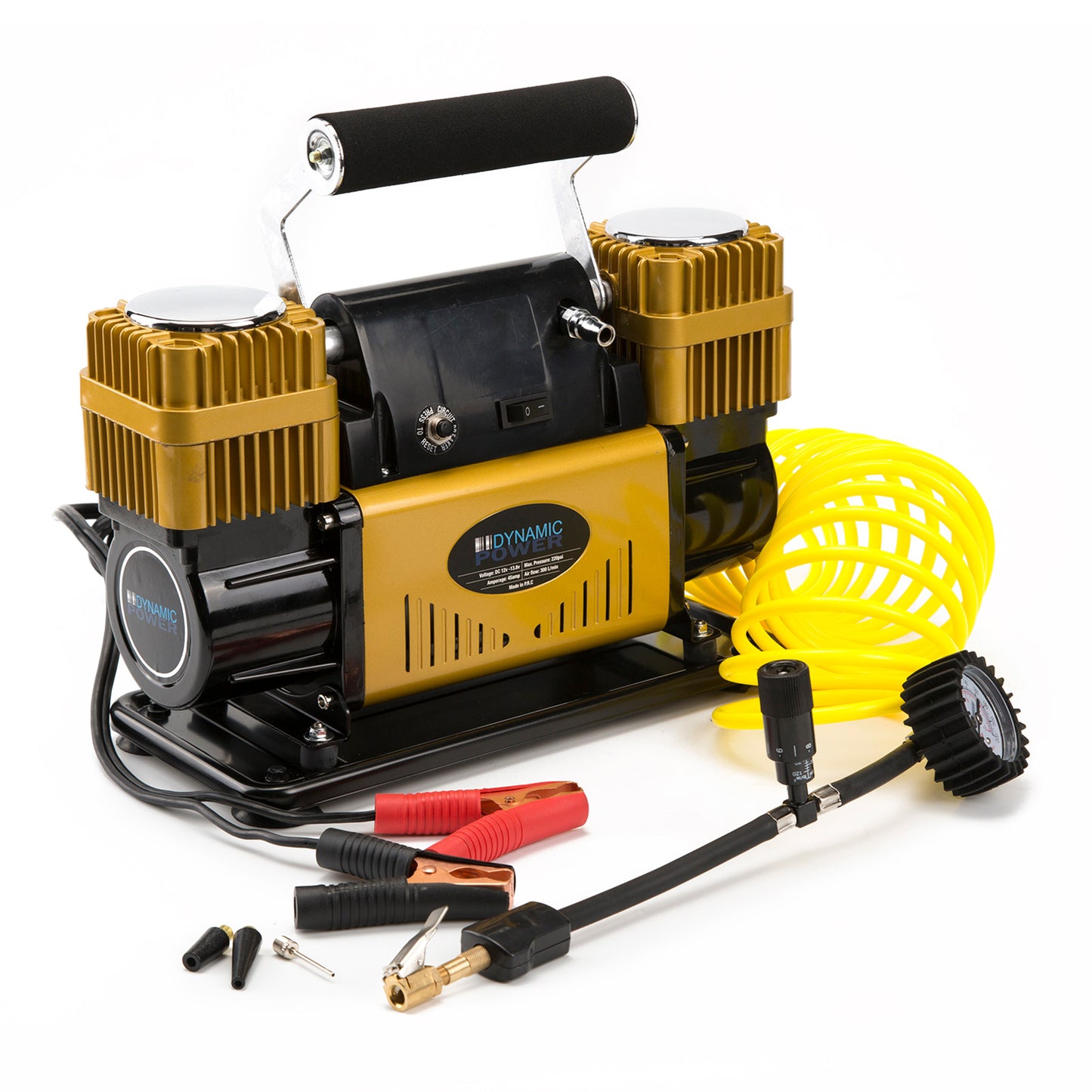 Dynamic Power Portable Car Tyre Air Compressor Deflator Inflator 300L/MIN 12V - Gold