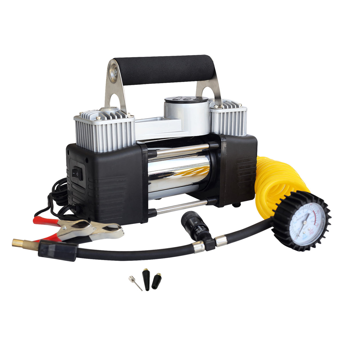 Dynamic Power Portable Car Tyre Air Compressor Deflator Inflator 80L/MIN 12V - Silver