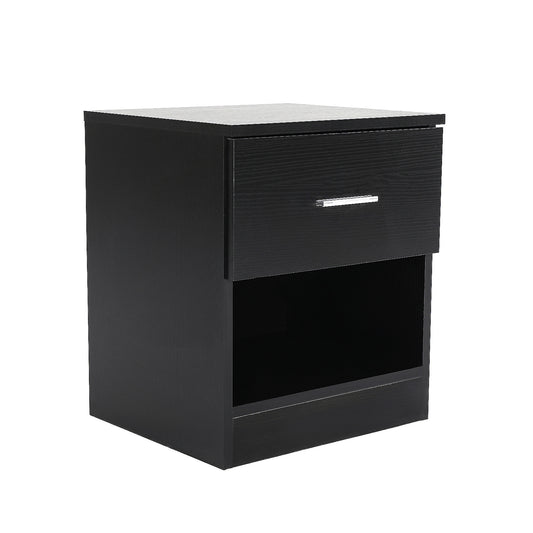 La Bella Bedside Table Side Storage Cabinet Nightstand Bedroom 1 Drawer 1 Shelf ELLA - Black