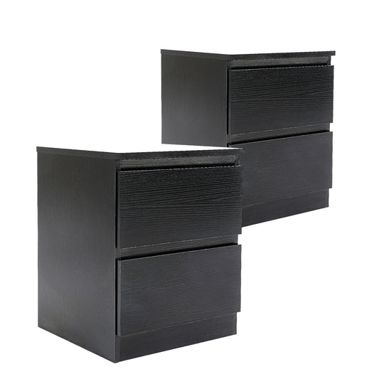 La Bella 2 Set Bedside Table Side Storage Cabinet Nightstand Bedroom 2 Drawer JOSS - Black