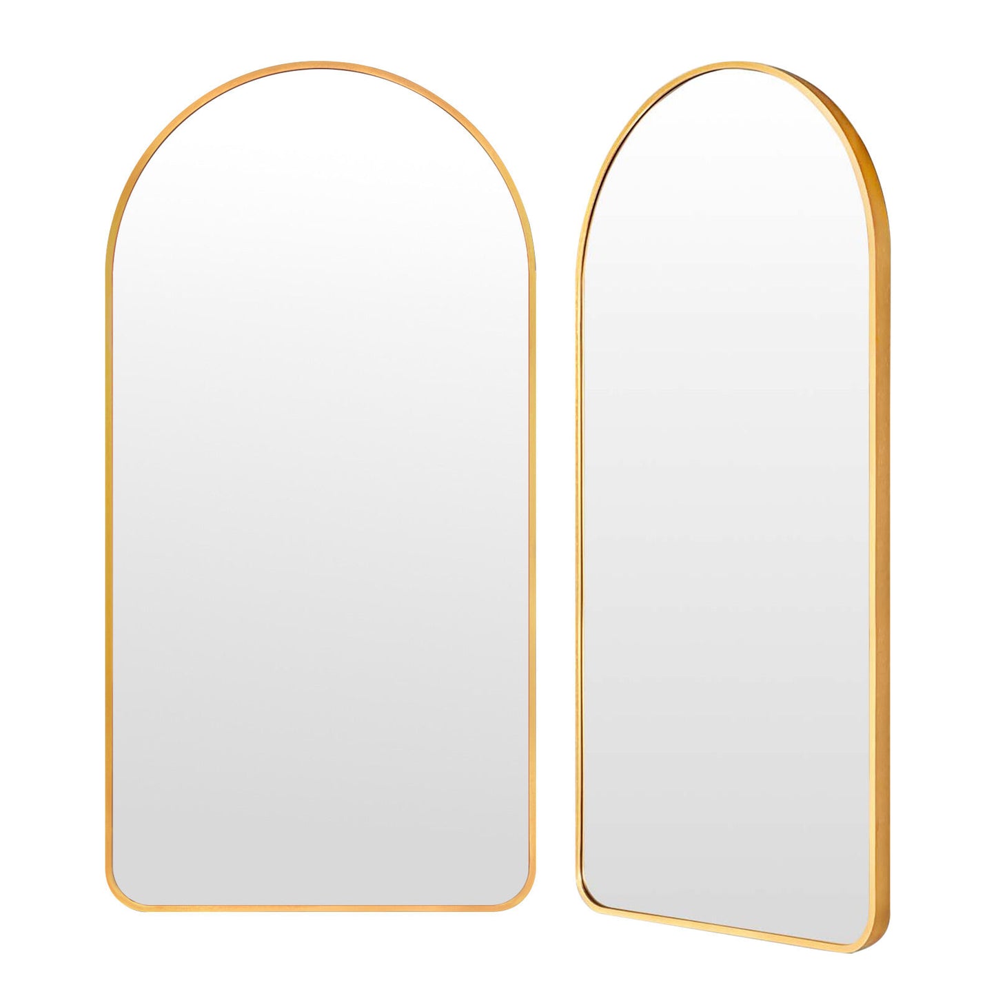 2 Set La Bella Wall Arch Mirror Arc Aluminum Frame Makeup Decor Bathroom Vanity 50x100cm - Gold