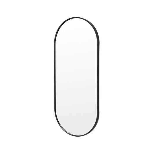La Bella Wall Mirror Oval Aluminum Frame Makeup Decor Bathroom Vanity 45x100cm - Black