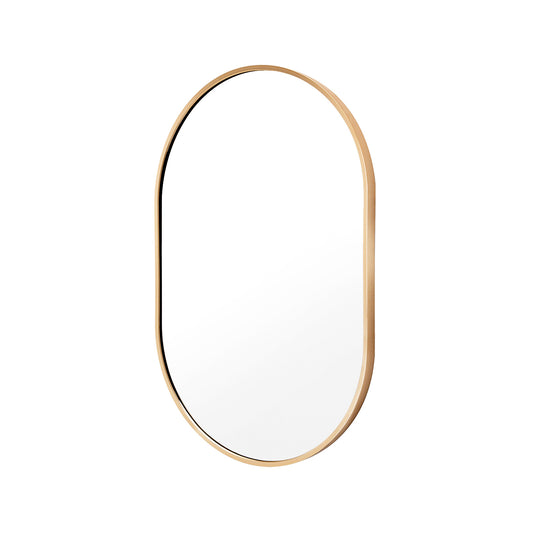 La Bella Wall Mirror Oval Aluminum Frame Makeup Decor Bathroom Vanity 50x75cm - Gold