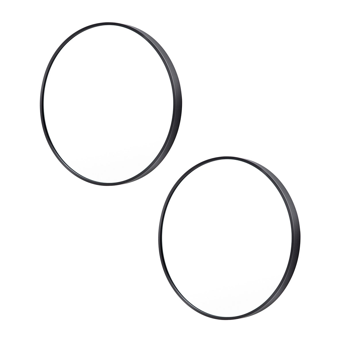 2 Set La Bella Wall Mirror Round Aluminum Frame Makeup Decor Bathroom Vanity 50cm - Black