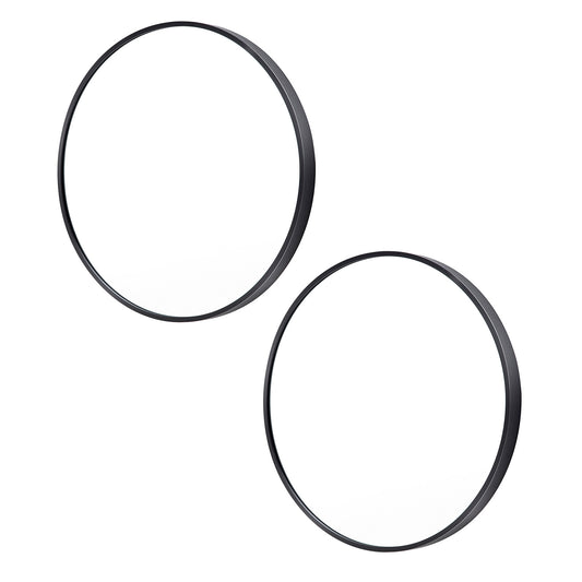 2 Set La Bella Wall Mirror Round Aluminum Frame Makeup Decor Bathroom Vanity 60cm - Black