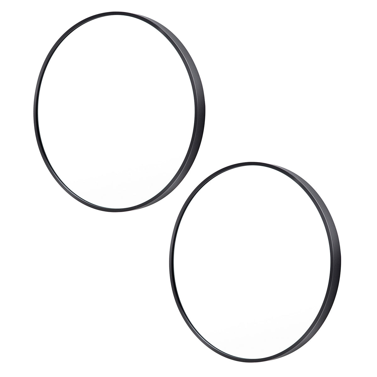 2 Set La Bella Wall Mirror Round Aluminum Frame Makeup Decor Bathroom Vanity 70cm - Black