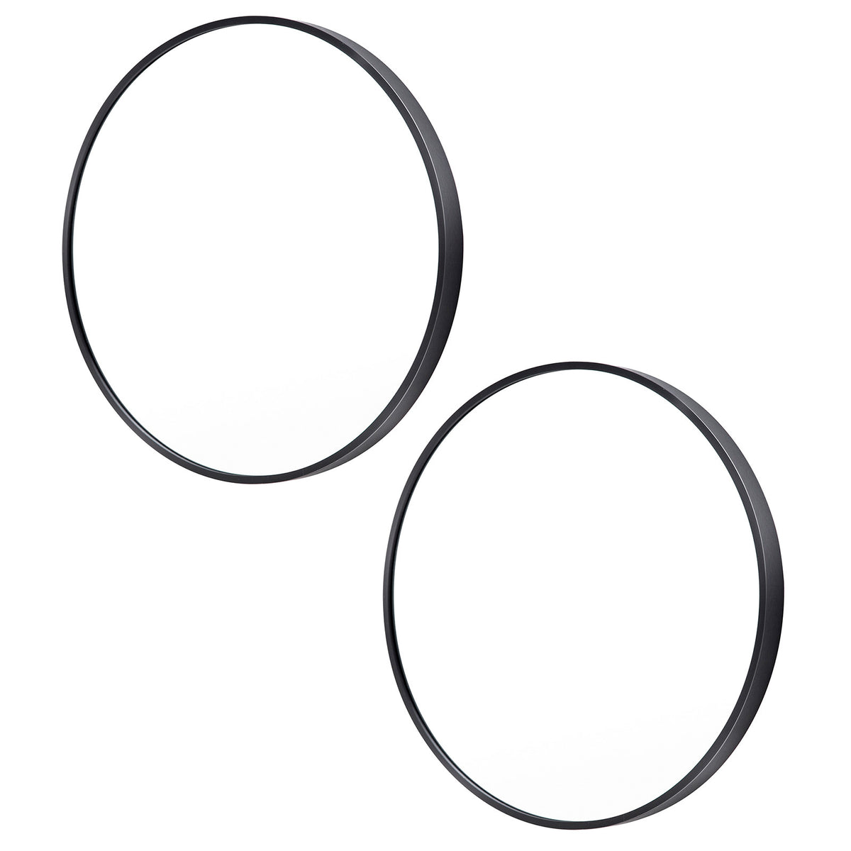 2 Set La Bella Wall Mirror Round Aluminum Frame Makeup Decor Bathroom Vanity 80cm - Black
