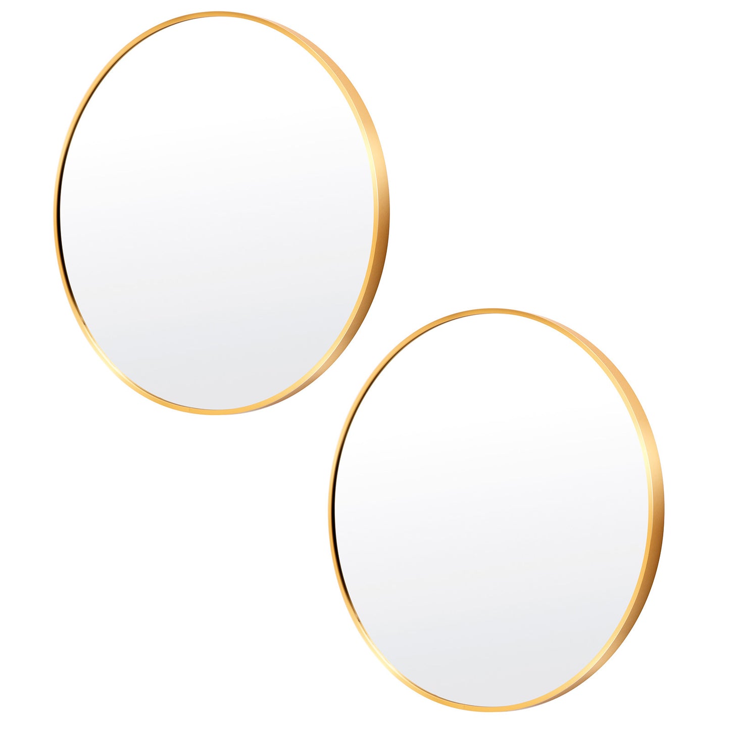 2 Set La Bella Wall Mirror Round Aluminum Frame Makeup Decor Bathroom Vanity 80cm - Gold
