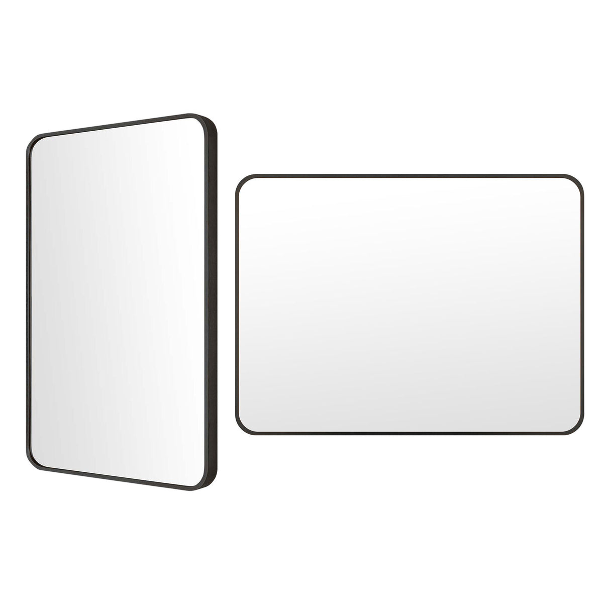 2 Set La Bella Wall Mirror Rectangular Aluminum Frame Makeup Decor Bathroom Vanity 60x80cm - Black