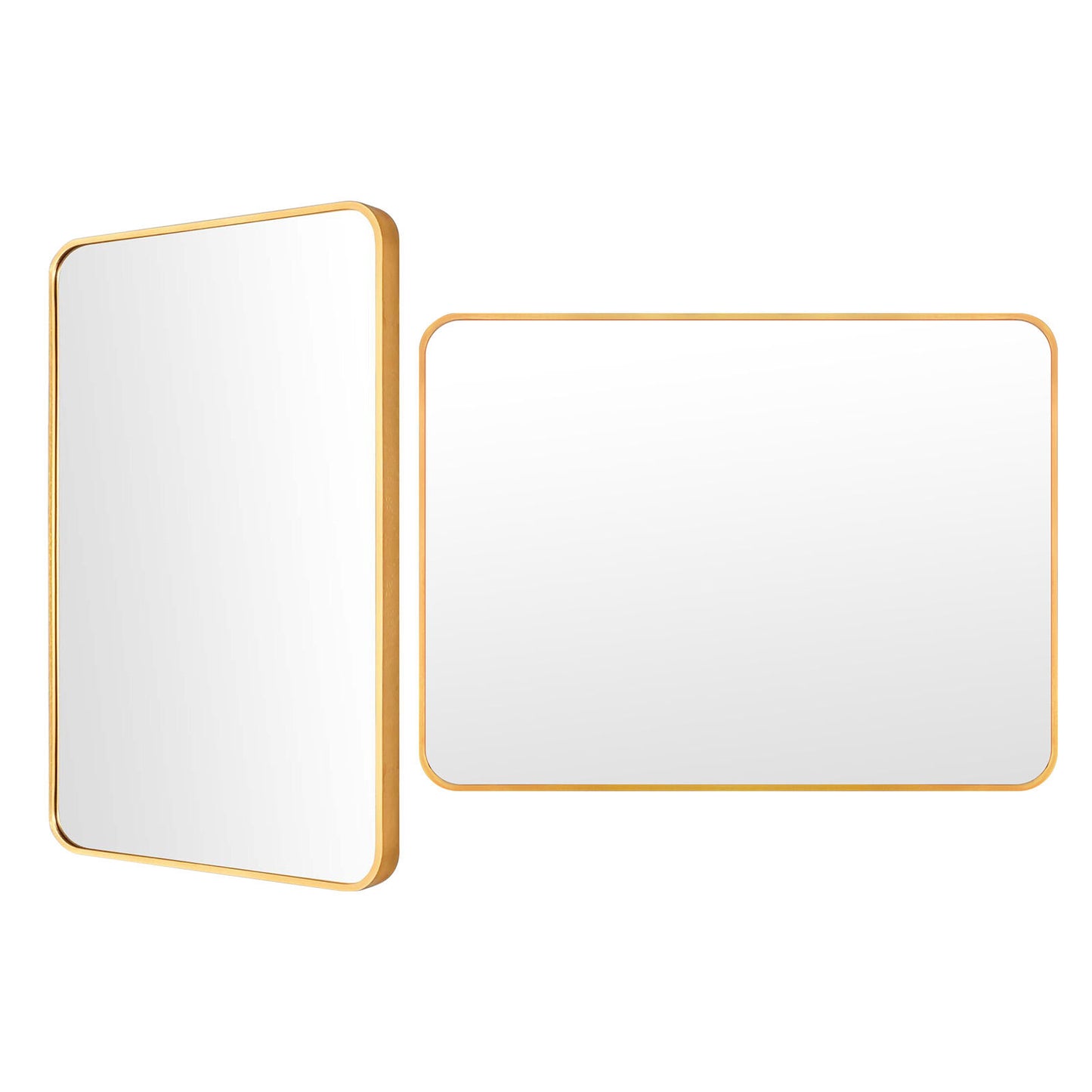 2 Set La Bella Wall Mirror Rectangular Aluminum Frame Makeup Decor Bathroom Vanity 60x80cm - Gold