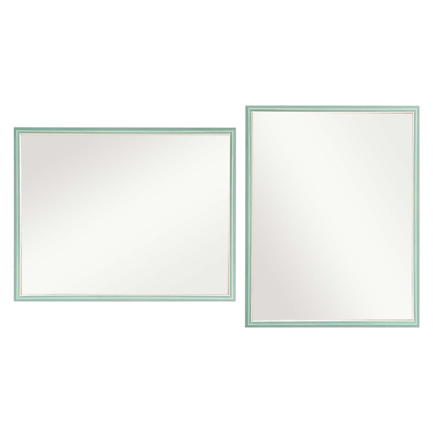 2 Set La Bella Wall Mirror Rectangular Frame Makeup Decor Bathroom Vanity 70x90cm - Blue-Green