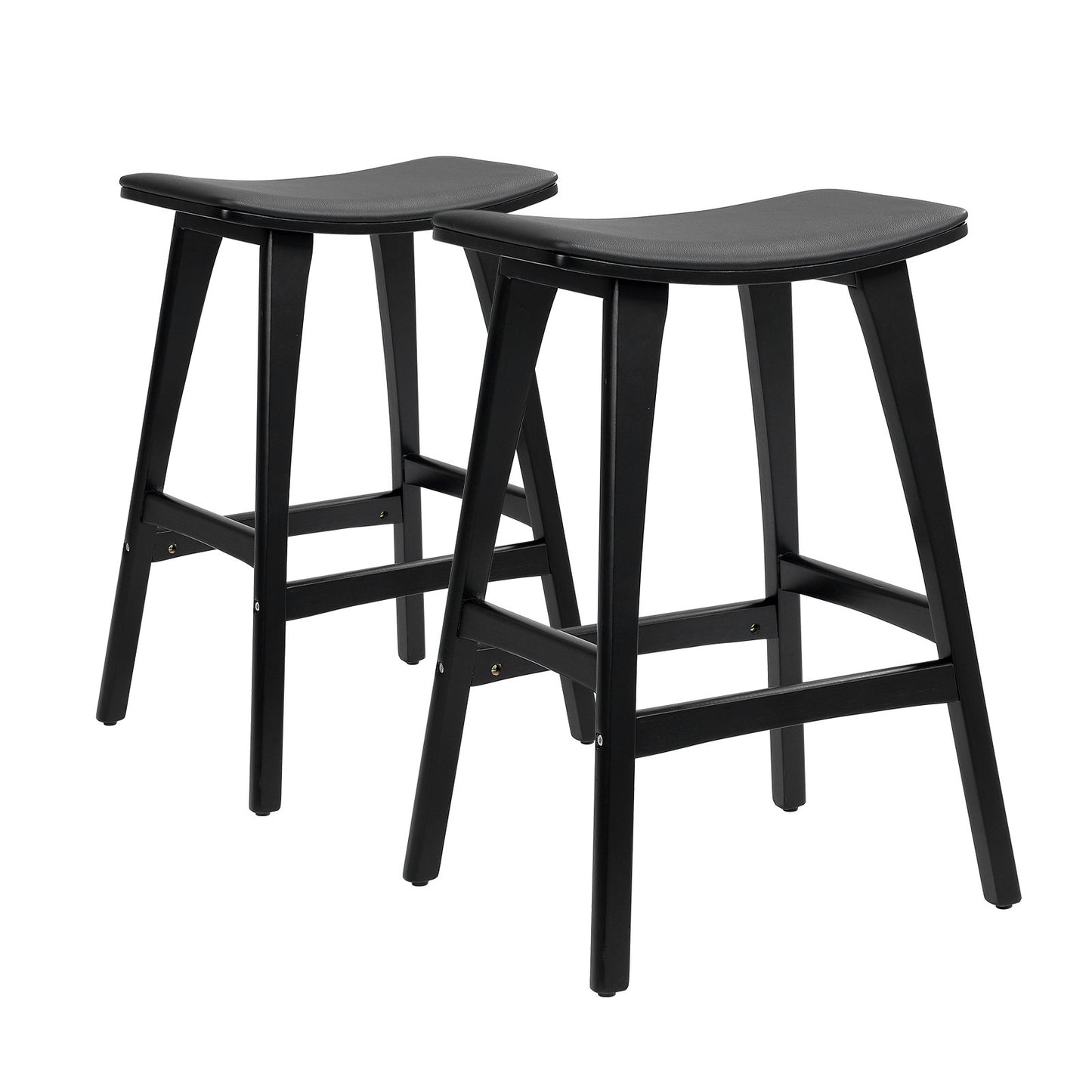 La Bella 2 Set Wooden Bar Stool 65cm KANSO Kitchen Barstools Padded PU Dining Chair - Black