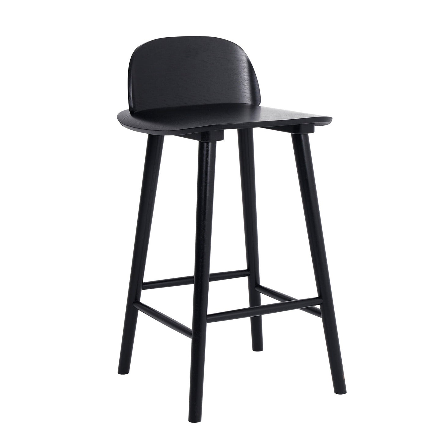 La Bella Wooden Bar Stool 65cm ELISE Ash Wood Counter Kitchen Barstools Dining Chair - Black