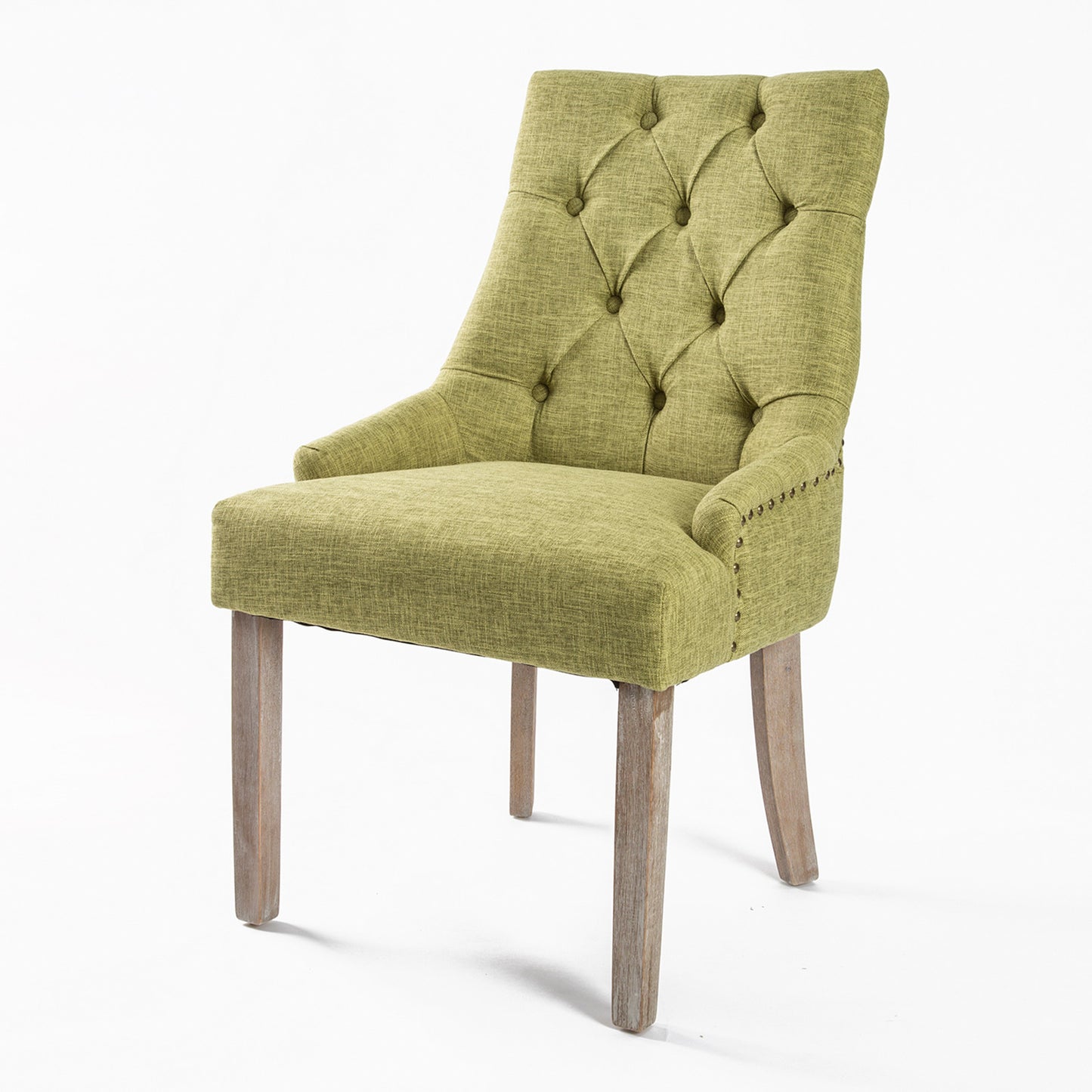 La Bella French Provincial Dining Chair Amour Oak Fabric Studs Retro - Green