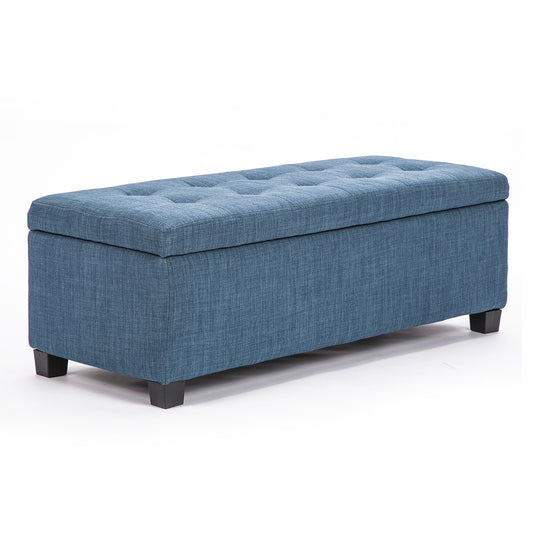 La Bella Storage Ottoman Foot Stool 102cm Fabric Blanket Box Chest Toy - Dark Blue