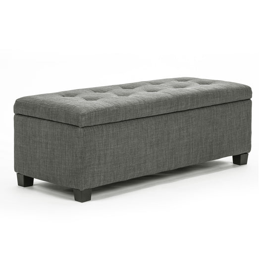 La Bella Storage Ottoman Foot Stool 102cm Fabric Blanket Box Chest Toy - Dark Grey