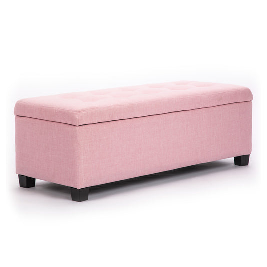 La Bella Storage Ottoman Foot Stool 102cm Fabric Blanket Box Chest Toy - Pink