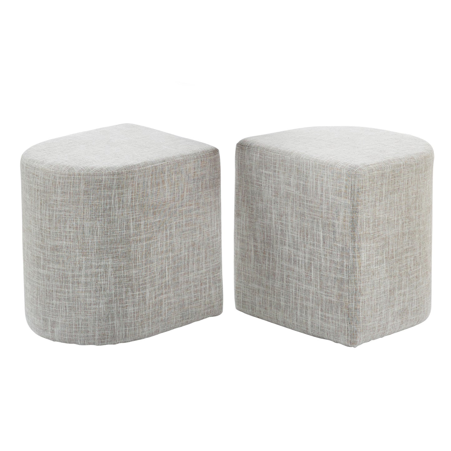 La Bella 2 Set Ottoman Stool Linen Fabric Footstool Foot Rest Pouffe Pouf Seat - Cream Grey